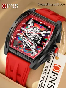 OFNS New Fashionable Design Colorful Men's Watch Silicone Strap Quartz Men's Watch, the Best Gift for Boyfriend, Modern Casual Wristwatch, Modern Trendy Watch, Fashionable Watches