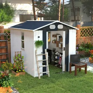 8x6 FT Outdoor Metal Storage Shed with Lockable Doors & Air Vents, Garden Tool Shed for Backyard, Patio & Lawn