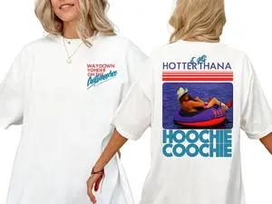 [Sale up to 50%] [Free Ship] Meme T-Shirt, Hotter Than A Hoochie Coochie Cotton Tee, Summer Vacation, 90s Country Music Gift