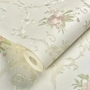 Self-Adhesive Non-Woven Floral Wallpaper Roll, Easy Peel & Stick, Peel And Stick Wallpaper, Elegant European Style, Multiple Colors Available, Decorative Wallpaper, Home Decor