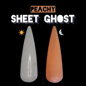 Peachy Sheet Ghost | Milky White to Brilliant Peach Glow Nail Dip, glow dip powder, nail dip powder, nail dip, glow-in-the-dark