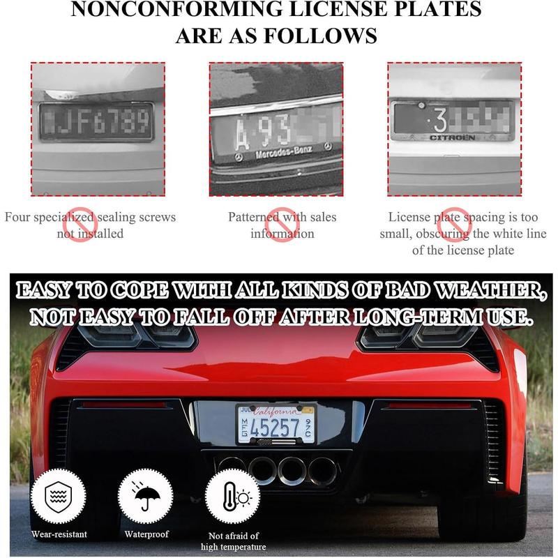 2 count Flag License Plate Frame, Flag Patriotic Stainless Steel Auto Plate Cover, Rust-Proof License Plate Holder, Universal Accessories (Black) 2 count Flag License Plate Frame, Flag Patriotic Stainless Steel Auto Plate Cover, Rust-Proof License Plate Holder, Universal Accessories (Black)