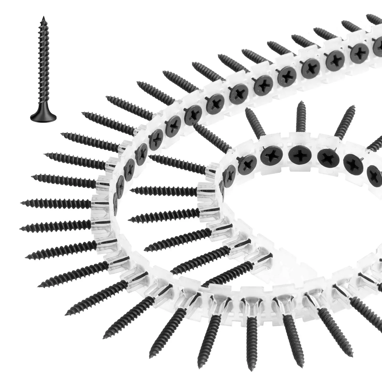 VEVOR Collated Drywall Screws, #6 x 1.25 in High-Hardness Alloy Steel Self-Drilling Screws for Drywall to Wood, 3.97 Lbs / 1.8 Kg 1000 Pcs Box, for Home DIY & Industrial Construction, #6 X 1-1/4 Inch