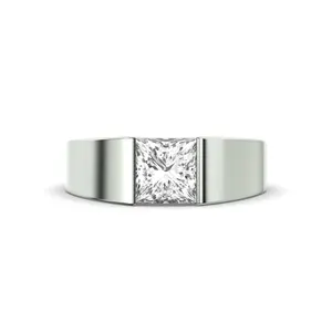 Men's Jewelry - Men's VVS Lab Diamond Princess Cut Solitaire Engagement Ring | White Gold