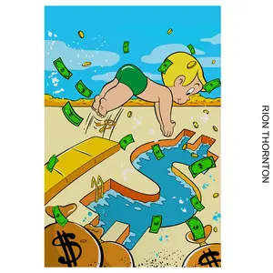 Richie Rich Money Pool Wall Art, Monopoly Pool Poster, Custom Monopoly Modern Graffiti Art, Alec Monopoly Art, Child Room Prints