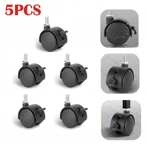 5pcs M8 Threaded Stem 1.5 Inch 360 Degree Casters with Locking Brake Furniture Casters Table Drawers Cabinet Swivel Wheels