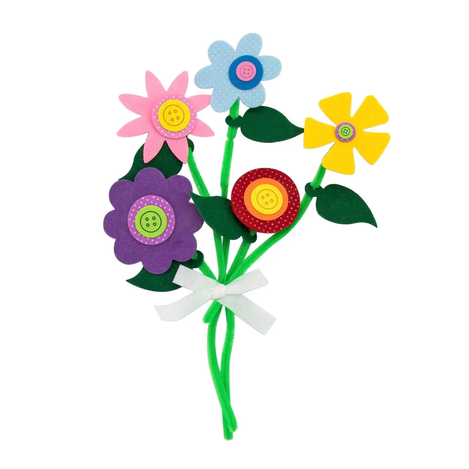 10 1/2" Self-Adhesive Felt Colorful Flower Bouquet Craft Kit - Makes 12