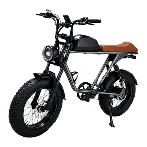 Retro Style M2 Fat Tire E-Bike, 1500W Motor Electric Cruiser, 20" Wide Tire, 48V 15Ah Battery, 50KM Range, 120KG Capacity Rear Drive Bike for Street Riding mountain suspension full ebike forteens