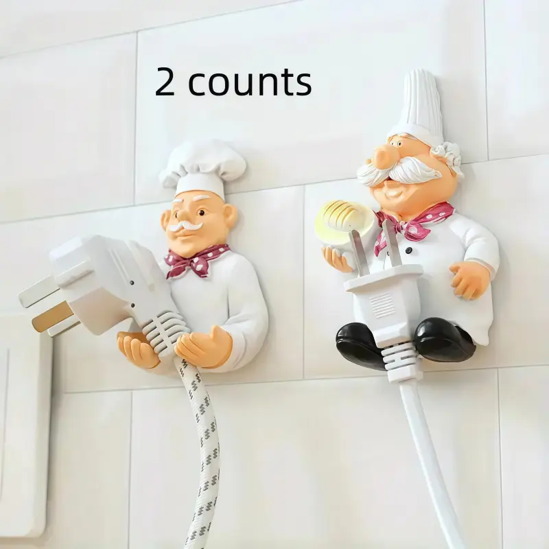 2-Piece Power Cord Organizer Set, Appliance Cord Organizer, Chef Plug Holder, Strong Adhesive Hooks, Creative Plug Storage Rack, Suitable for Kitchen & Bathroom