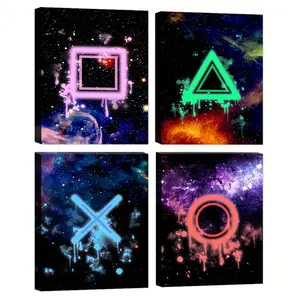 Unique Gaming Canvas Prints - Vibrant Video Game Room Decorations for Boys - Ready to Hang Framed Artwork with Funny Buttons Posters and Pictures for Bedroom Playroom Ornaments Wall Photo Artistic