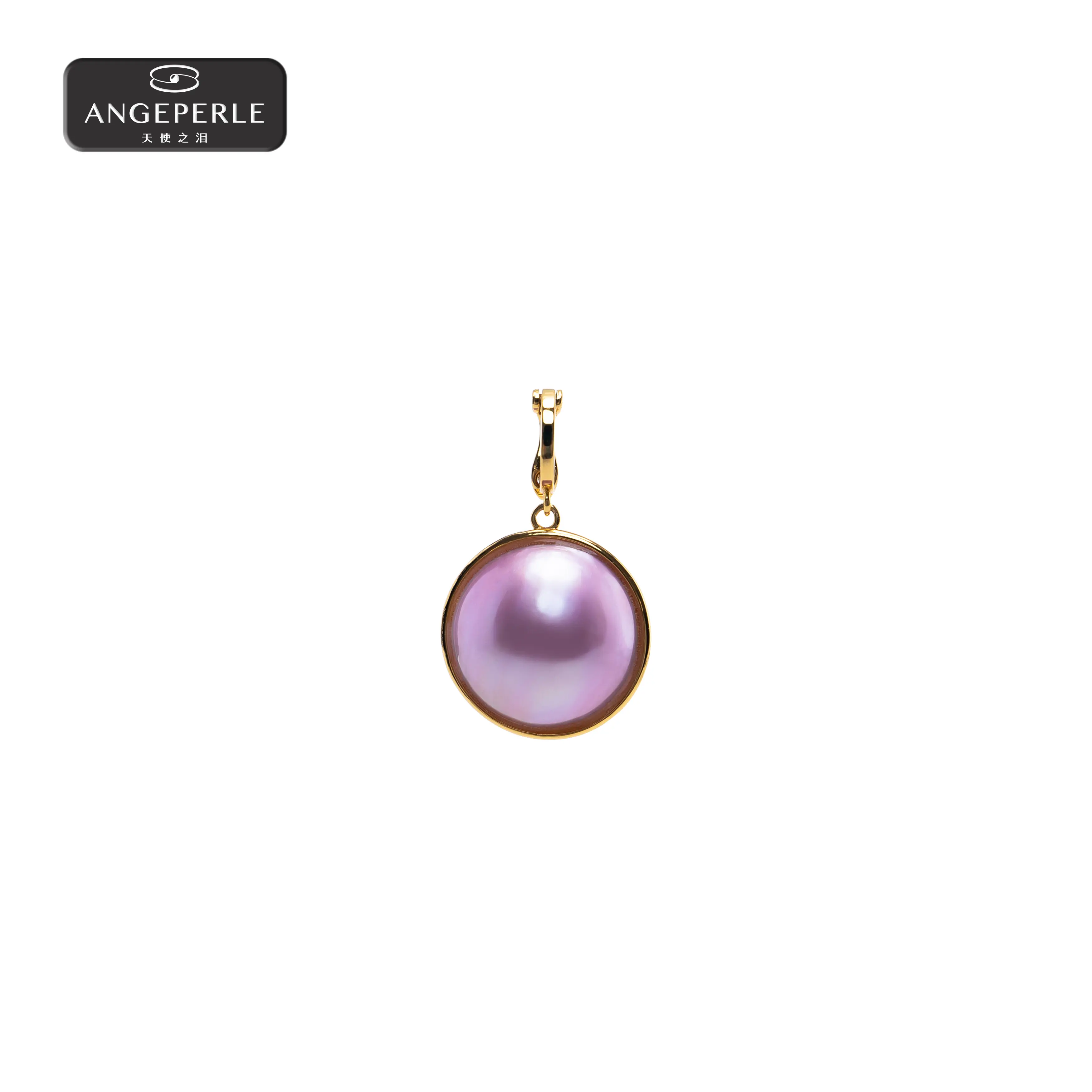 ANGEPERLE S925 Silver Mabe Saltwater Pearl Pendant 15-16mm TSJYZB39