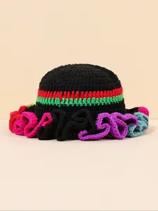 Handmade Crochet Ruffle Hat Cute Y2K Retro Style, Soft & Sticky Lace Design, Perfect for Trendy, Unique Accessory Addition