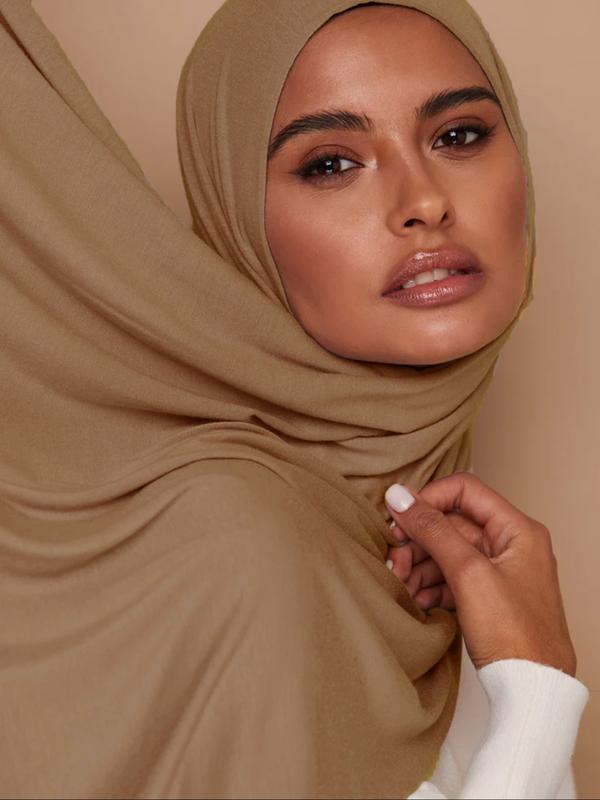 Women's Dopamine Fashion Color Palette Headscarf Turban Hijab, Soft Jersey Material, Elastic Design, Suitable for All Occasions, Plain Pattern