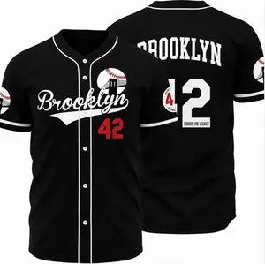 Black Legend baseball jersey honoring Jackie Robinson, featuring his retired number 42