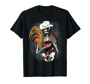 Funny Gallero Red Rooster Chicken Skeleton T-Shirt