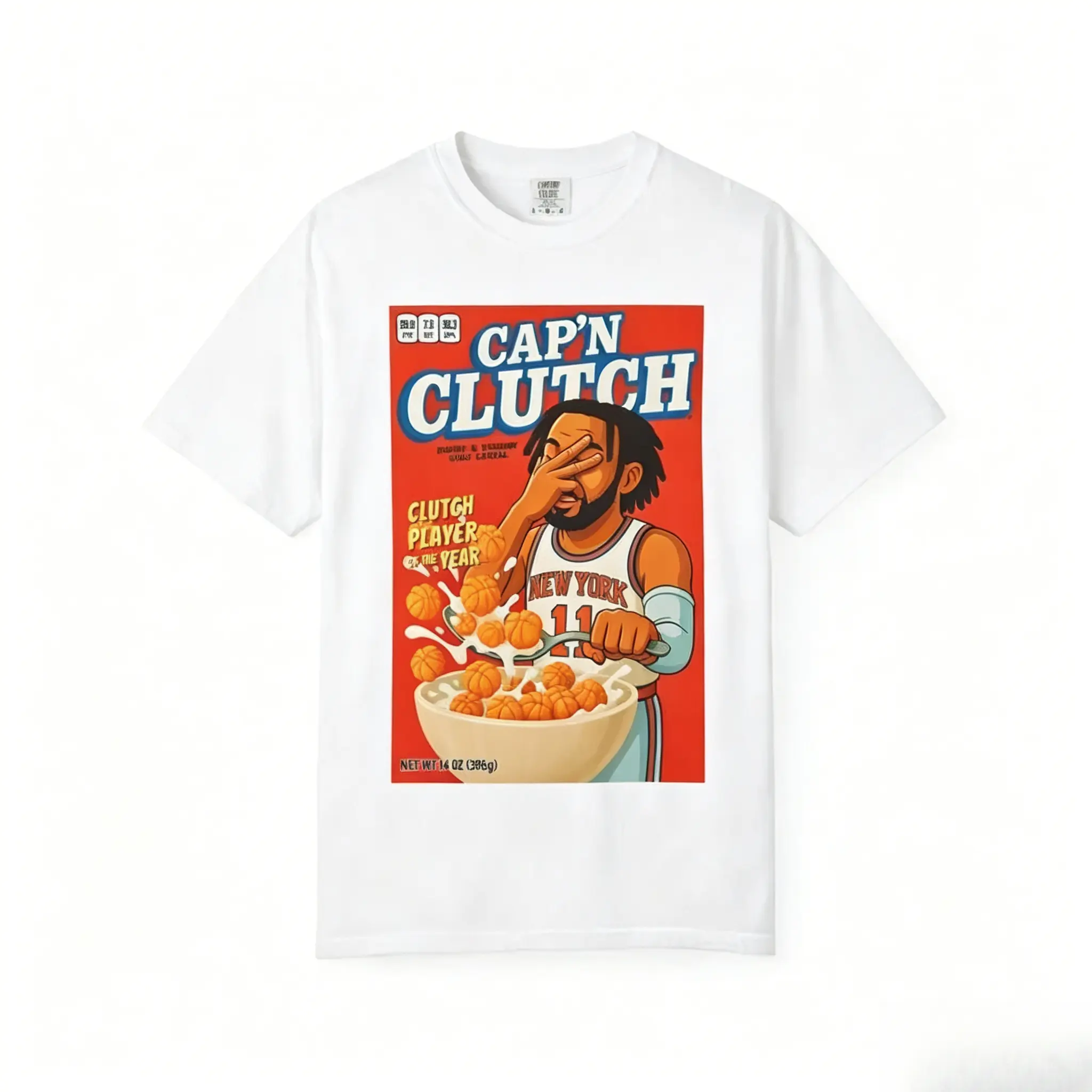 Men's Jalen Brunson Knicks Graphic Tee, Soft Breathable Round Neck Fan Apparel, Casual Short Sleeve Streetwear for Game Days, Menswear, Classic, Captain Clutch Print, Shortsleeve, T-Shirt, Perfect Gift For Jalen Brunson Fans, Tops, Fabric