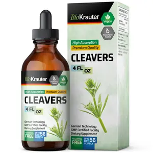 BioKrauter Cleavers Tincture Bottle, High Absorption Premium Quality, Vegan, Natural Supplement for Detox & Well-being