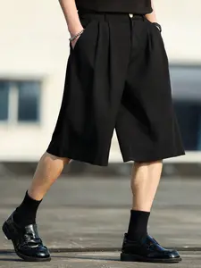 Men's High Waist Pleated Wide Leg Suit Shorts, Casual Baggy Dress Shorts, Comfortable and Stylish Summer Wear, Perfect for Daily Use