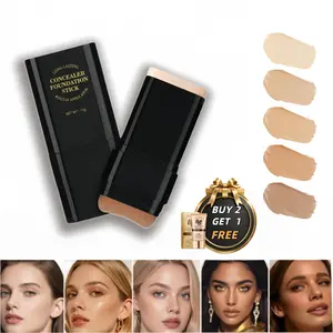2-in-1 Concealer Stick with Brush WheatShade Waterproof Flawless Coverage Hydrating Longwearing Foundation for Women & Girls Makeup Lightweight Matte flawless filter for Acne Scars Dark Circles Blemish Eraser Cream Base Makeup