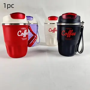Coffee Vacuum Flask, 1 Count Portable Coffee Cup with Lid & Handle, Stainless Steel Insulated Water Bottle for Home Office Outdoor Camping, Travel Coffee Mugs