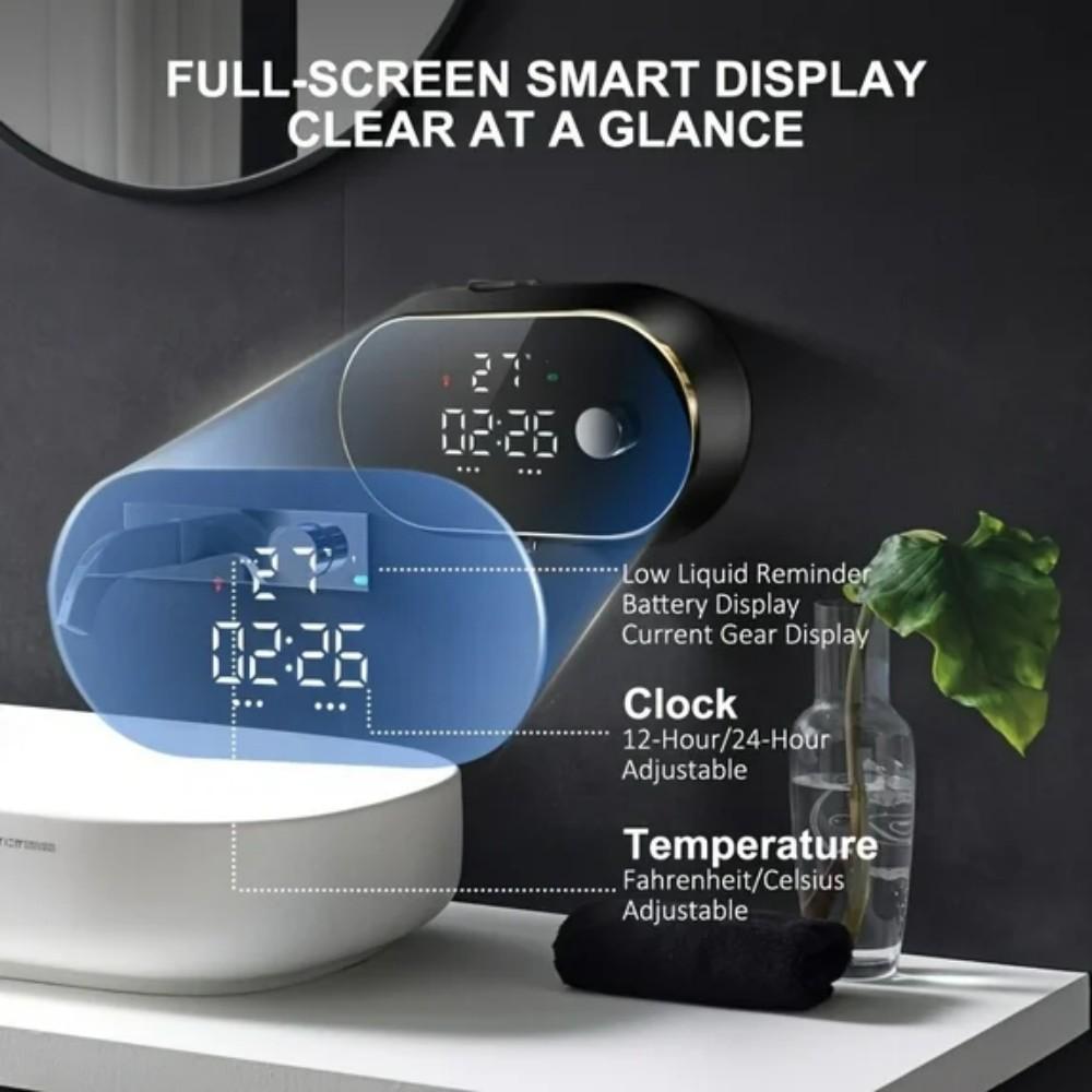 Automatic Soap Dispenser Foam Bathroom - Wall Mount Rechargeable Touchless Adjustable Smart Electric Dispenser with Clock/March Madness/Spring Break - Hygienic Solution for Kitchen/Bathroom