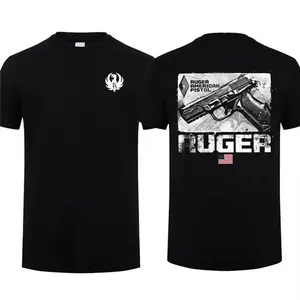 Ruger Family American Flag 2-Sided Men T-Shirt Patriots Short Sleeve Crewneck For Him For Her