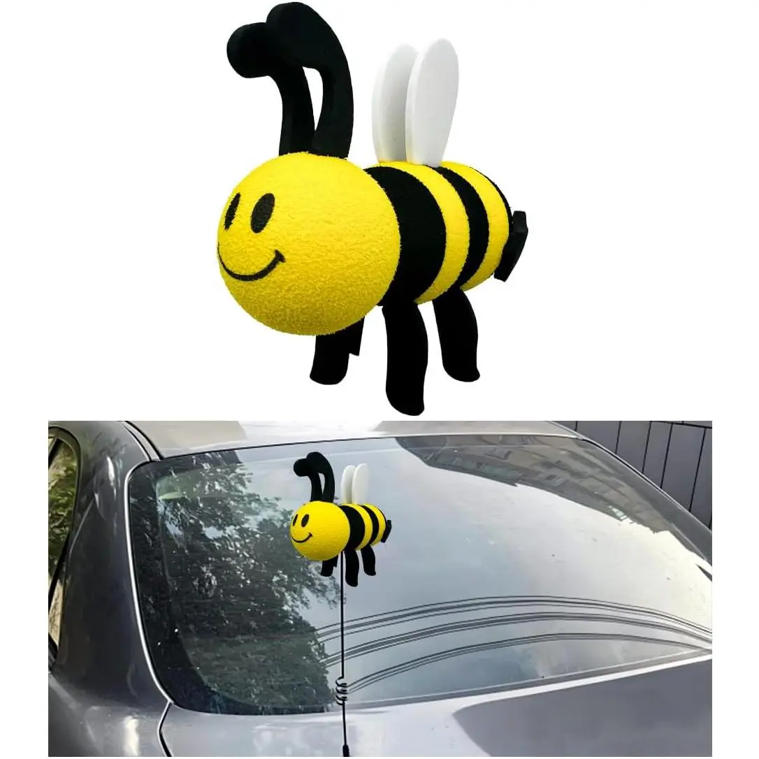 Car Antenna Toppers, Automotive Roof Bee Antenna Balls Decoration Car Aerial Toppers, EVA Honey Bee Antenna Decorative Balls for Car Truck and SUV, Universal Car Accessories (White)