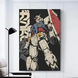 Gundam RX-78-2 Anime Poster High-Quality Wall Art for Mecha Fans, Transform Your Room with This Eye-Catching Gundam Painting, Ideal Decoration for Anime Lovers Unframed