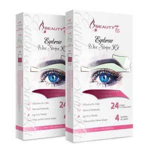 Beauty7 Wax Strips Kit 2 Sets for Eyebrow and Lip Hair Removal 48 Strips & 8 Calming Oil Wipes Natural Ingredients Cold Wax Formula Hypoallergenic - Body Care
