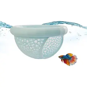 Floating Betta Hammock and Shrimp Feeder, Cave and Hammock, Small Fish Feeding Ring & Resting Spot, Fish  Accessories (Light Blue)