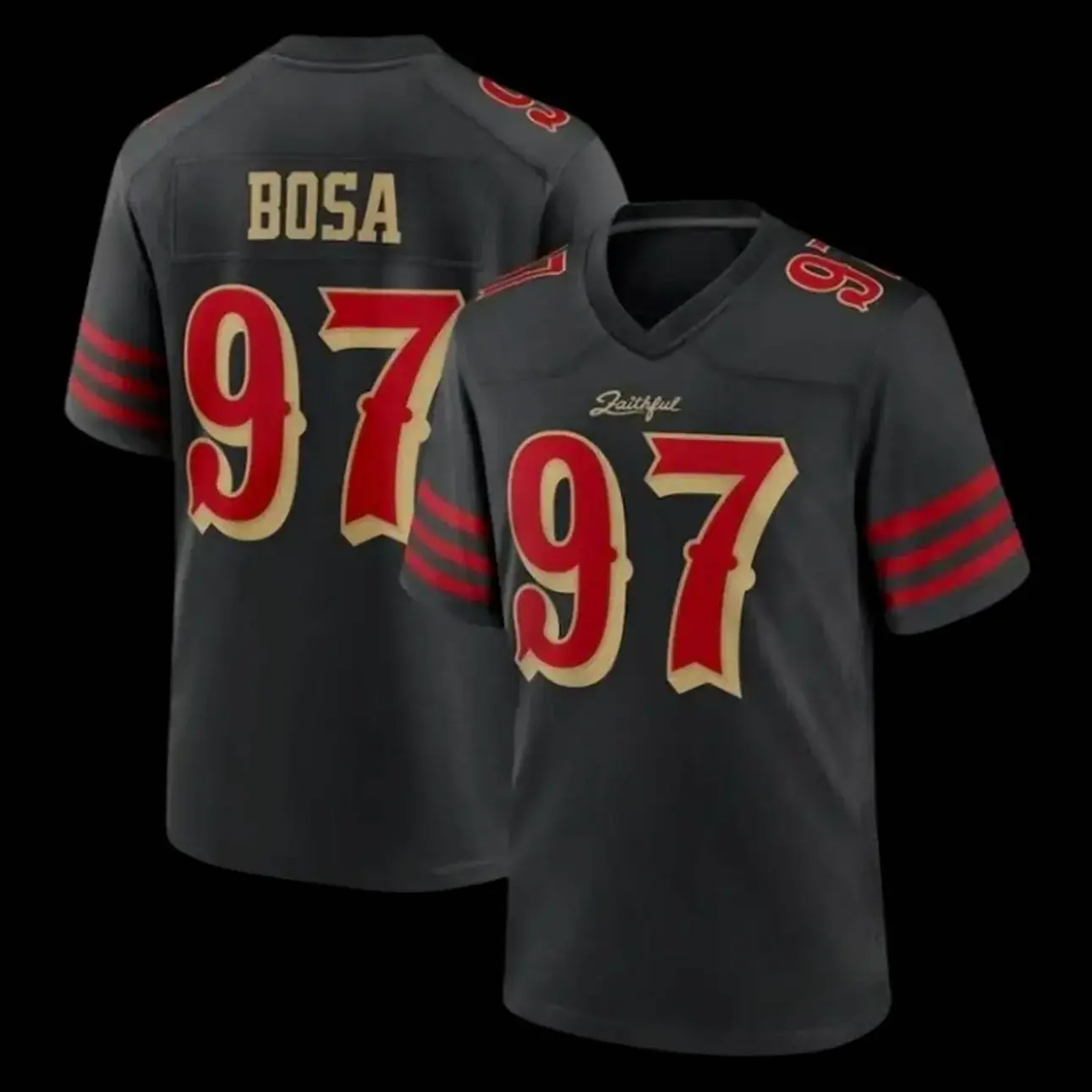 Full Logo Printed Men's Sport Activewear Bosa #97 Football Jersey, Men's Black Football Jersey Shirt, American Football Fan Jersey, Sports Uniform, Football Gift for Him