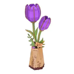 Robotime Rowood Purple Tulip Wooden Bloom Craft