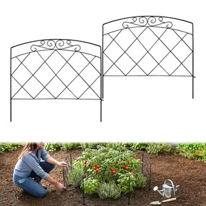Arifaro Black Decorative Garden Fence — 24" High x 24" Wide (5-Panel Set, 10 ft Total Length); Rust-Resistant Metal Construction, No-Dig Installation; Doubles as an Animal Barrier; Ideal for Outdoor Borders, Dog Runs, Yards, Patios, and Flower Beds.