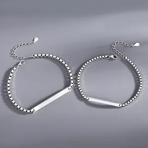 Couple Bracelet 925 Sterling Silver Niche Geometric Letter Box Bracelet Creative Hand Accessories