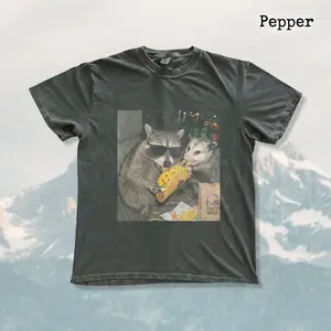 Funny Raccoon and Opossum Taco Shirt, Cute Animal Food Meme Graphic Tee.