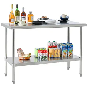 Stainless Steel Table 24 x 48Inch Stainless Steel Prep Table, Commercial Kitchen Metal Table for Restaurant Garage Warehouse