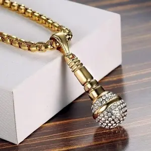 Music Microphone Necklace Ins Style Hip Hop Rock Party Gift