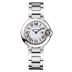 Cartier Ballon Bleu W69010Z4 with aftermarket diamond-set bezel  28mm  White dial Stainless steel WHP037464