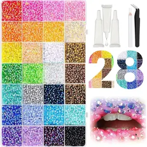 40-Color, 3mm "Jelly" Rhinestone Set — Flat-back Resin Rhinestones; Sparkling DIY Craft Kit (Includes Tools & Tweezers). Resin Gemstones suitable for Nail Art, Phone Case Decoration, and various Beauty Applications.