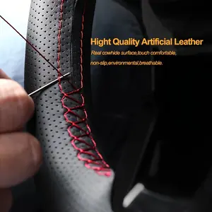 Upgrade Your Car with a Soft Artificial Leather 38cm Steering Wheel Cover - Includes Needles and Thread Braid!