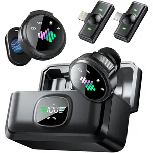 Wireless Lavalier Microphone for iPhone: Mini Microphones for Android Equipment - Noise Reduction Lapel Mic for Professional Recording - 80h Battery Life - 48KHz Studio Sound