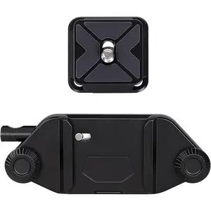Camera Clip Backpack Clip with Quick Release Plate, Aluminum Camera Clip Backpack Strap Camera Mount Holder with QR Clamp System for , , , Fuji, DSLR, Action Camera (Black)