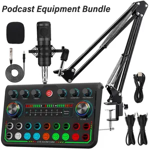 External sound card for live streaming, BM800 condenser microphone set, 4 voice converters, 5 sound effects+custom recording, one click noise reduction/cancellation of vocals/Bluetooth accompaniment, TikTok, YouTube karaoke, Singing Mic