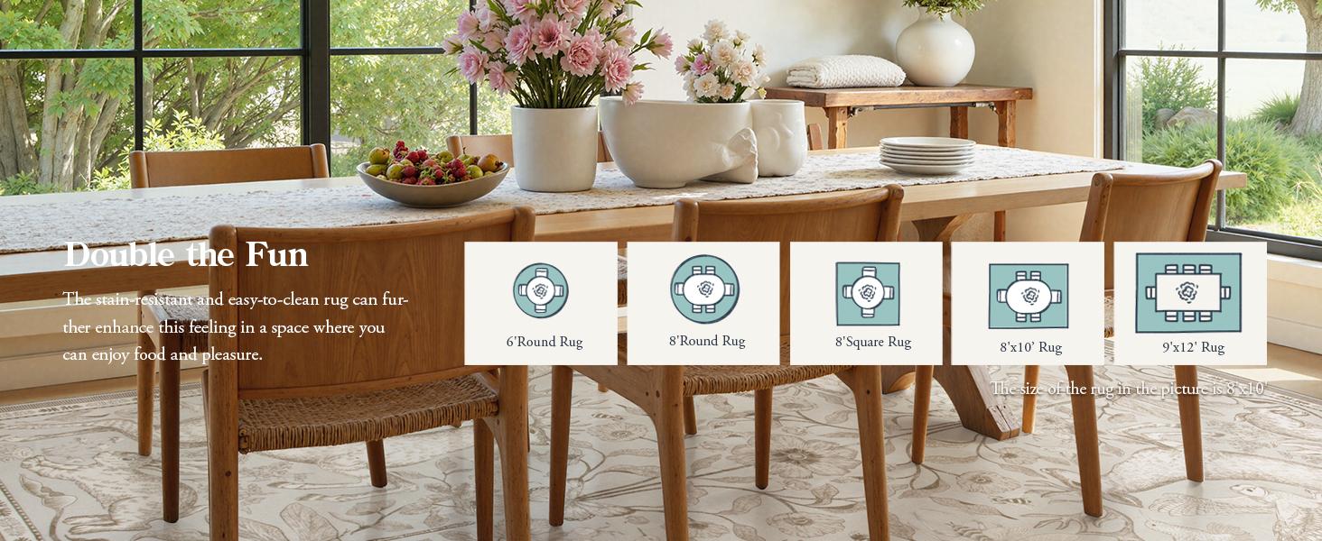 Lahome Boho Animal Washable Rugs for Living Room, Soft Rugs for Bedroom, Botanical Large Boho Non Slip Dining Room Carpet for Under Table Office Kids Playroom