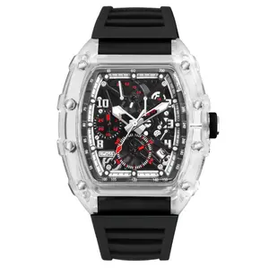 【Buy 2 get 1 free】Men's quartz  with a mechanical casual fashion sporty fully automatic quartz hollow luminous waterproof barrel-shaped men's . jamtangan pria 2025 watch