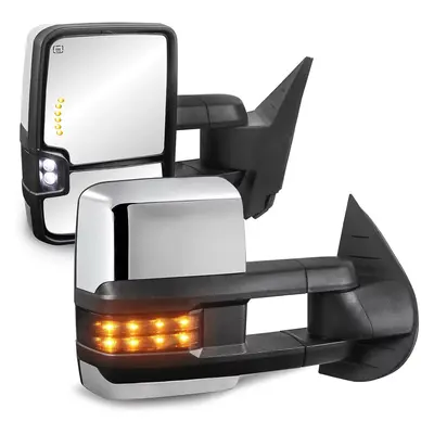 2-Piece Chrome Mirror Covers For 2019+ Chevy Silverado 1500 & GMC Sierra - Overlays