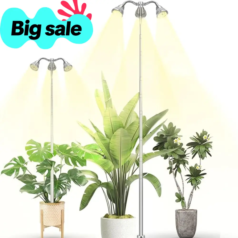 Grow Lights for Indoor Plants Full Spectrum with Detachable Tripod Stand,10-55 Inches Height Adjustable Aluminum Alloy Grow Lamp,Auto On/Off Timer,Ind