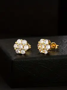 Iced Chics Hip-hop Flower Stud Earrings, High Quality Earrings, Plum Blossom-shaped Ear Accessories, Made Of Copper Inlaid with Synthetic Zirconia, A Cost-effective Choice, Versatile Earrings