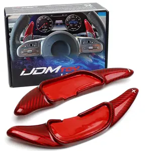 iJDMTOY Red Genuine Carbon Fiber Large Paddle Extensions For 2015-up Mercedes A45 C63 E53 E63 S63 CLA45 GLA45 GLB35 GLC43 GLC63 GLE63 G63 AMG ONLY