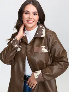 BLOOMCHIC Lady's Long Sleeve Smooth Polyester Garment - Animal Print Button-Down Coat, Women's Top for Spring Break, Easter Day Gifting 2026 Summer Vibes Fit Pocket